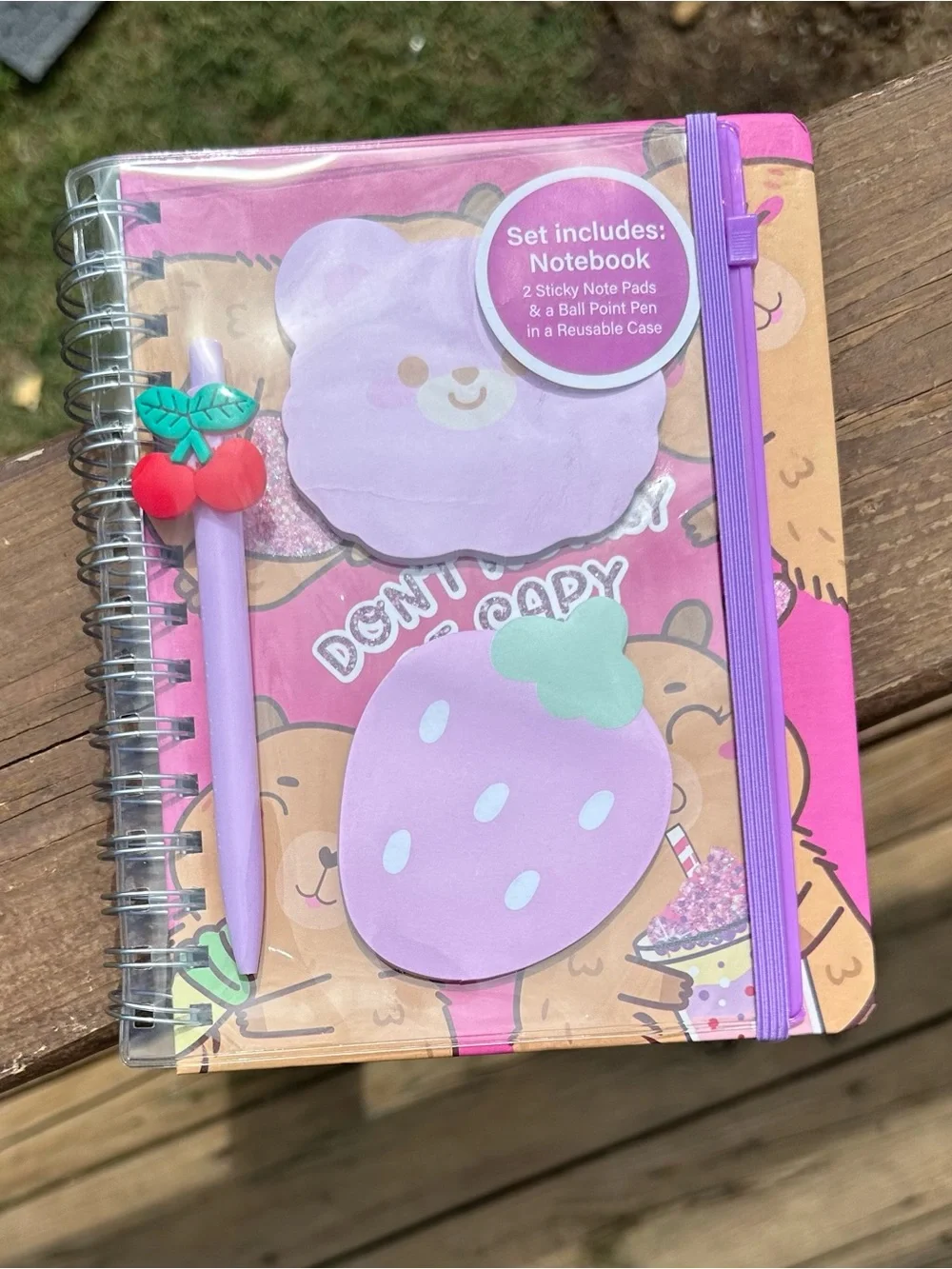 “Don’t Worry be Capy” Notebook Set w/ Sticky Notes and Cherry Pen